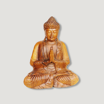 Dřevěná Socha - Meditující Buddha
