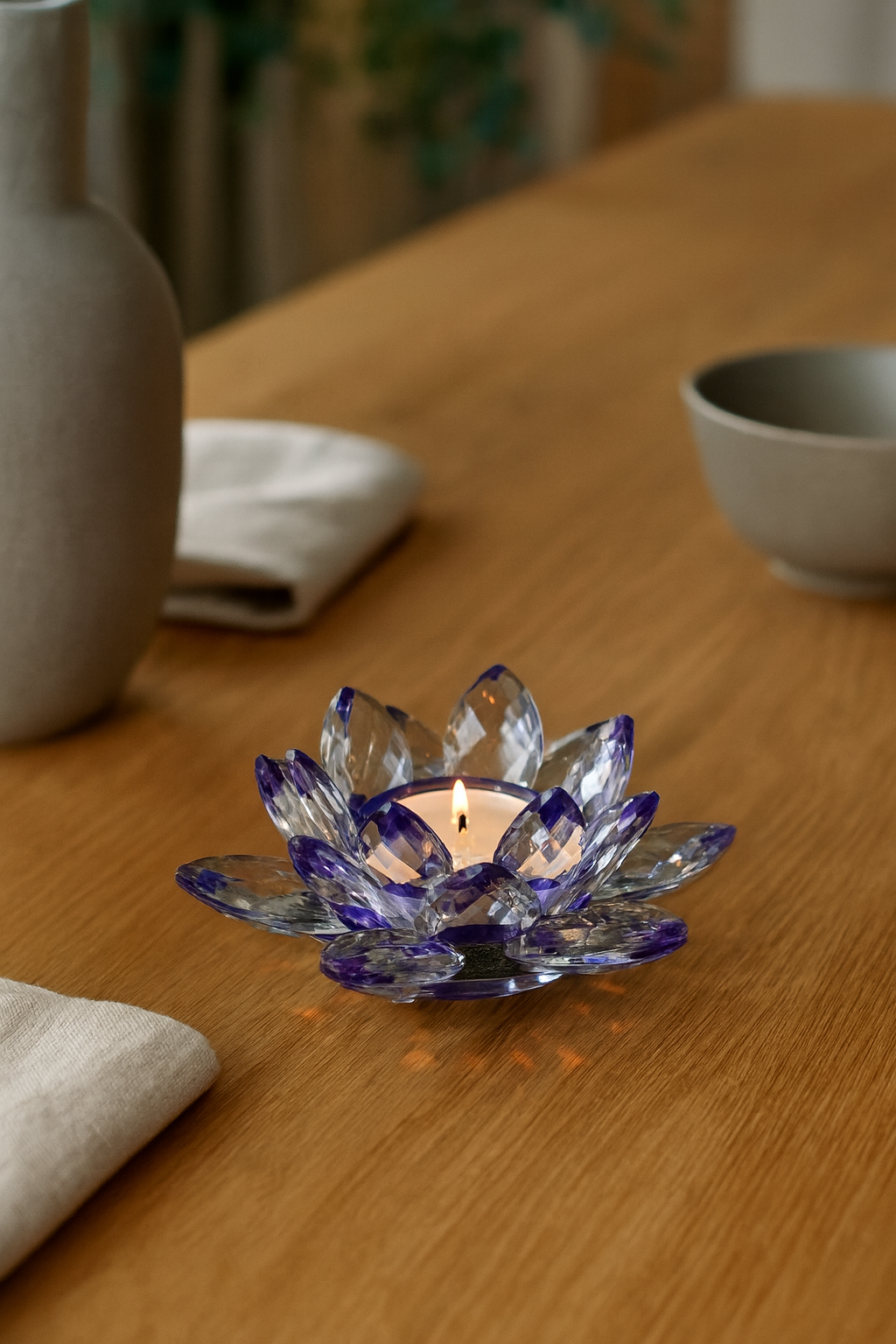 Lotosový svícen z křišťálového skla - Virelle