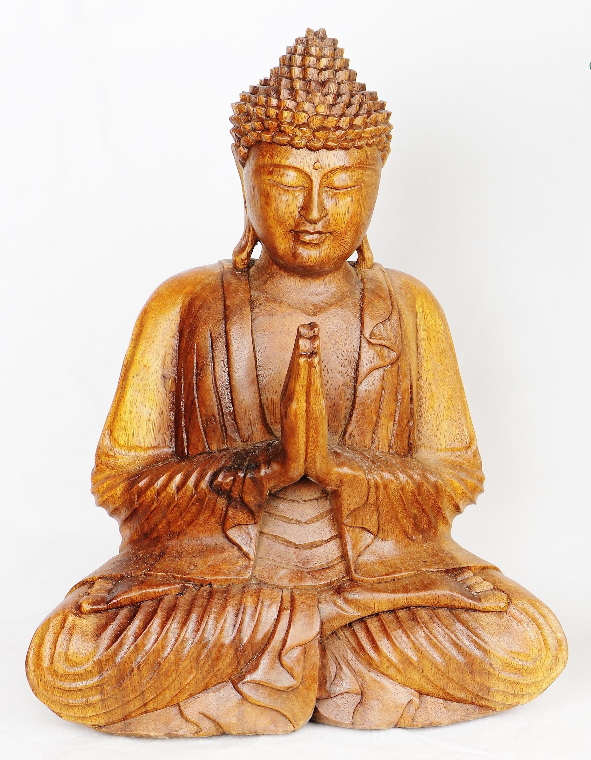 Dřevěná Socha - Meditující Buddha