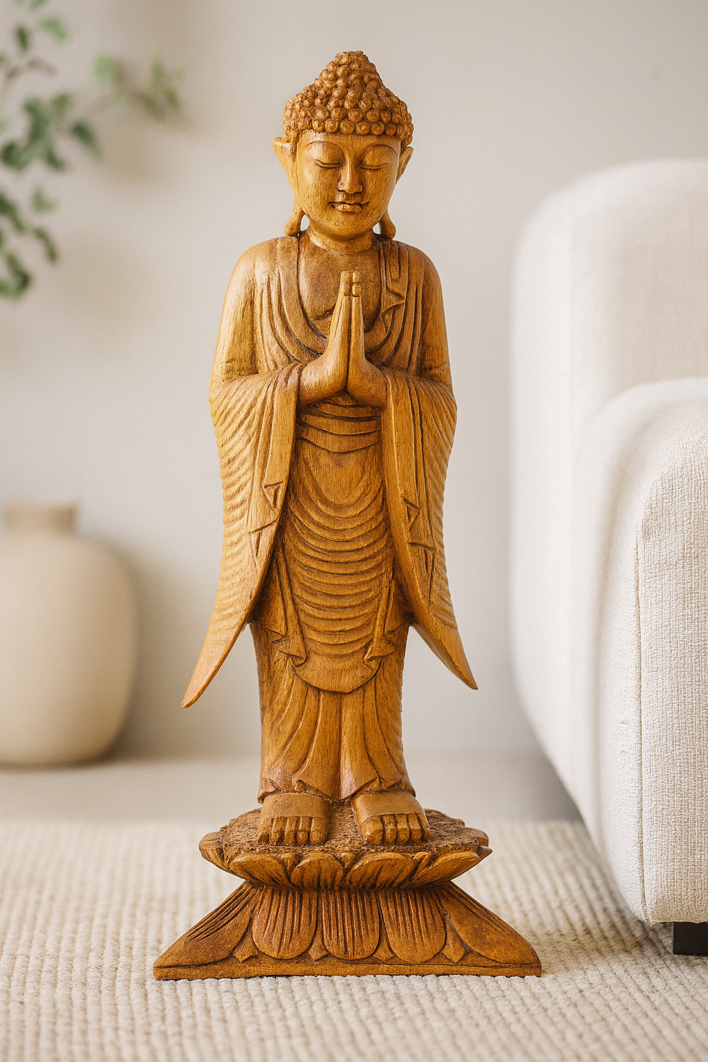 Dřevěná Socha - Stojící Buddha