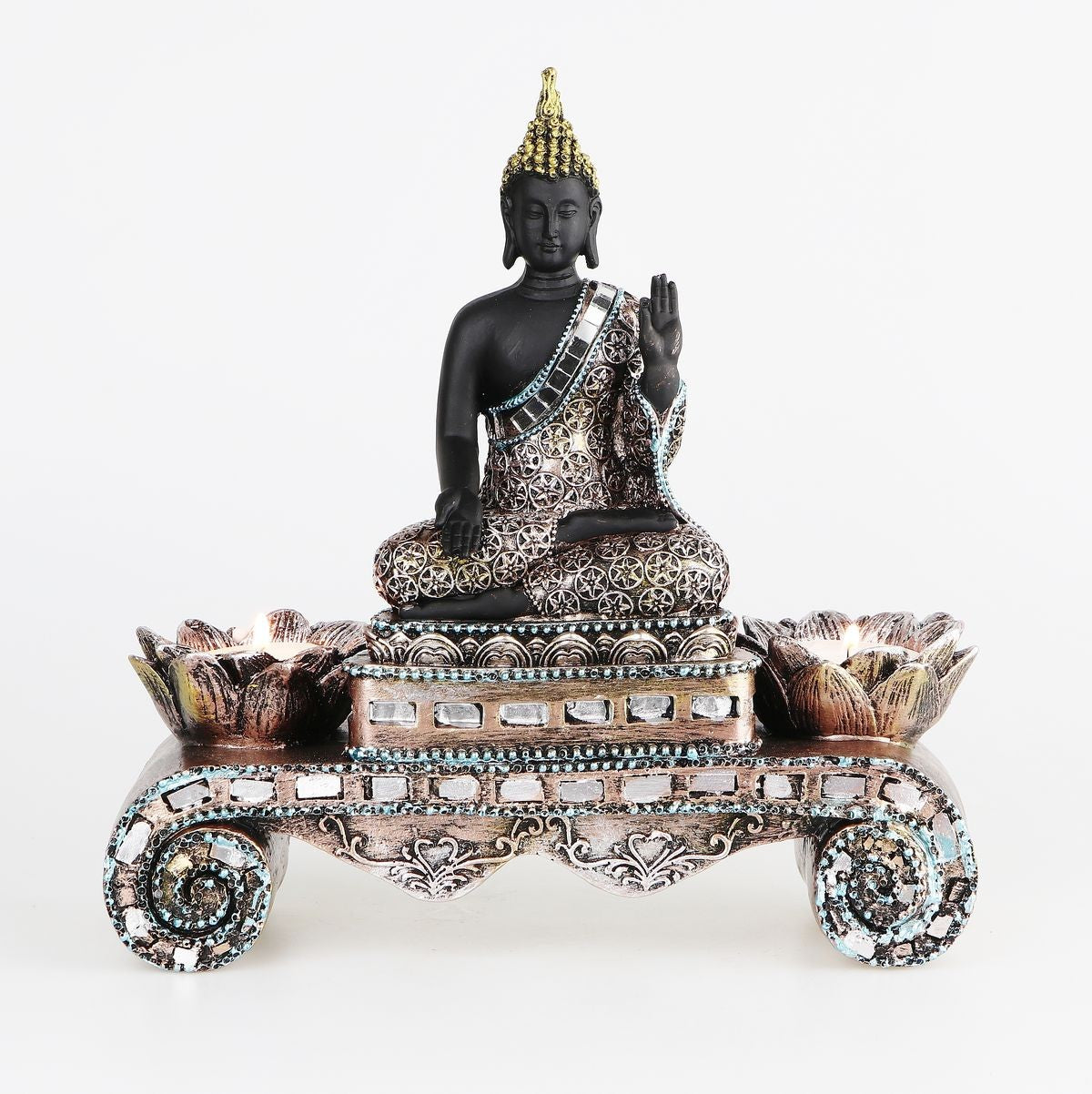 Soška Feng Shui – Buddha v pozici požehnání – Svícen