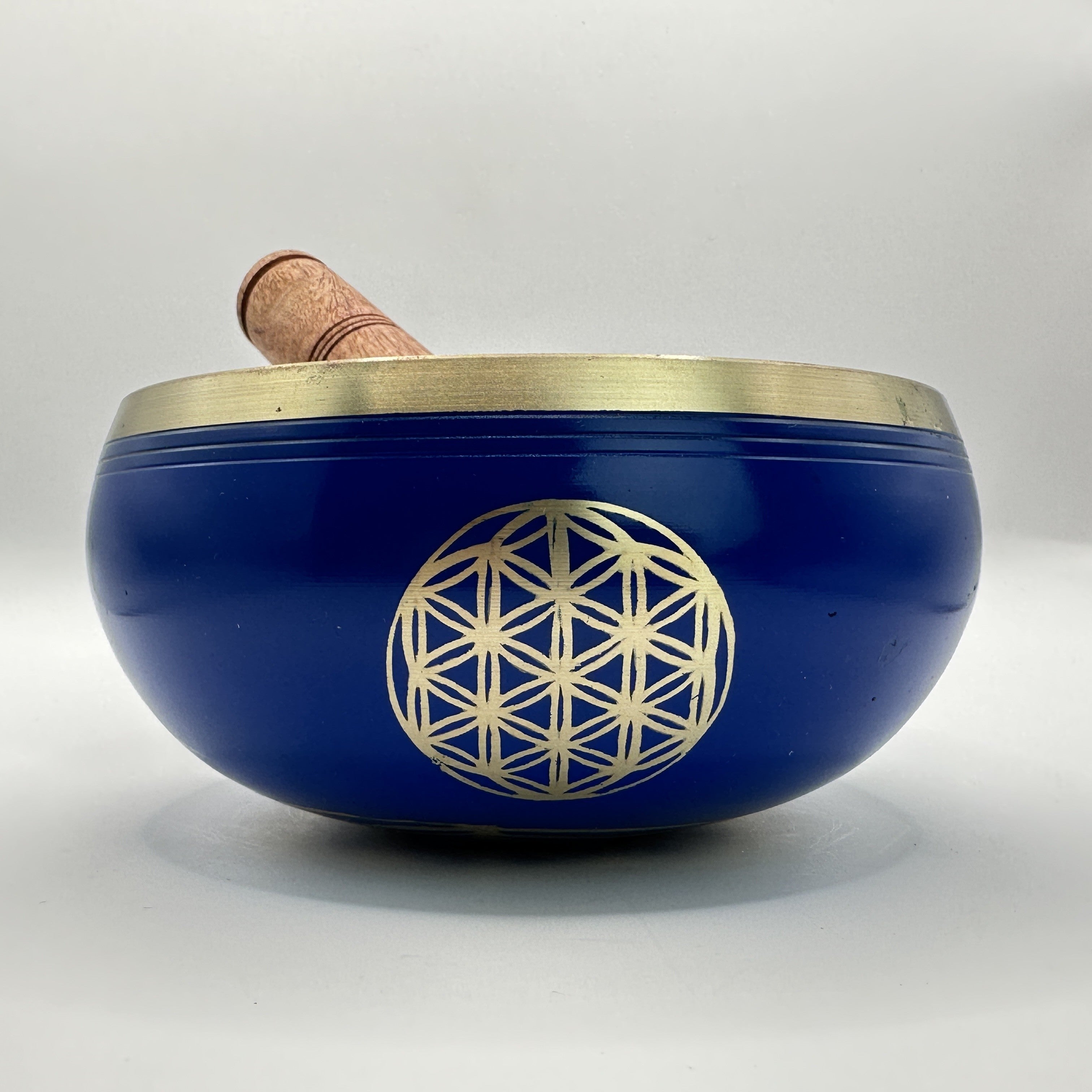 Tibetská zpívající mísa s paličkou květ života - 12 cm modrá - 700 g
