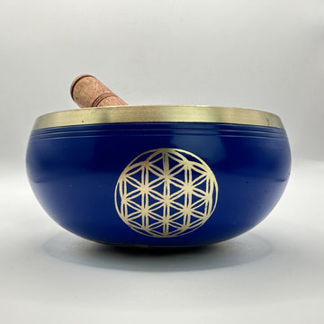 Tibetská zpívající mísa s paličkou květ života - 12 cm modrá - 700 g