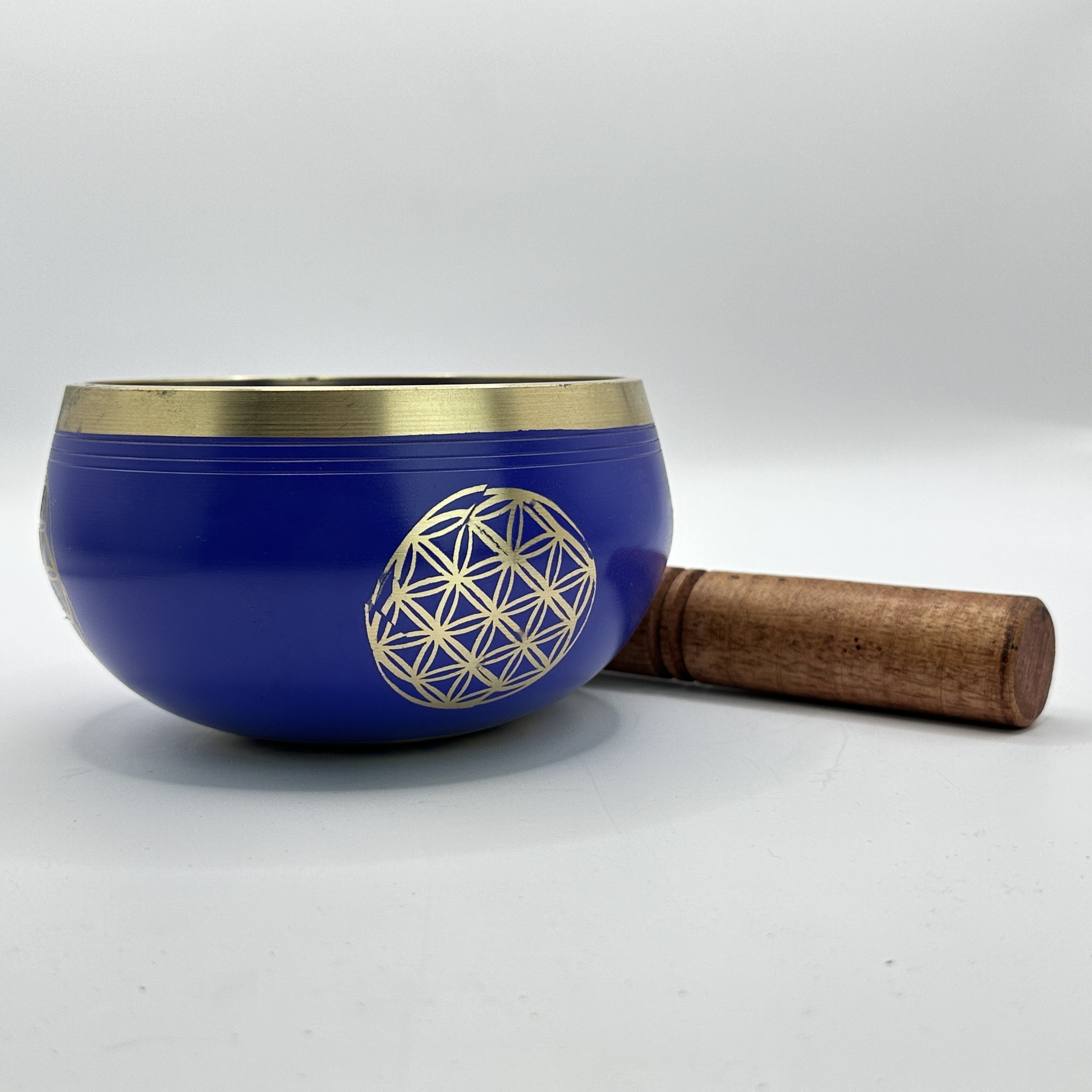 Tibetská zpívající mísa s paličkou květ života - 15 cm modrá - 1050 g